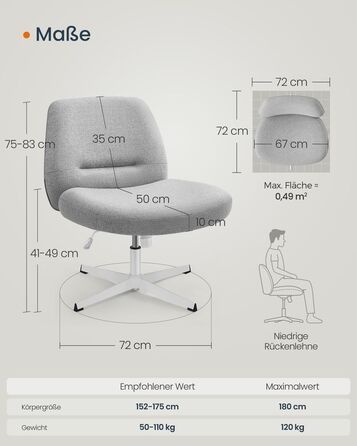 Офісне крісло з широким сидінням і поперечною основою Dove Grey - Dove Grey / з коліщатками