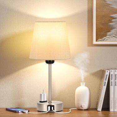 Настільна лампа Kakanuo з торшером, 2 шт. з USB зарядкою, LED, для спальні, вітальні, дитячої кімнати, офісу (сірий)