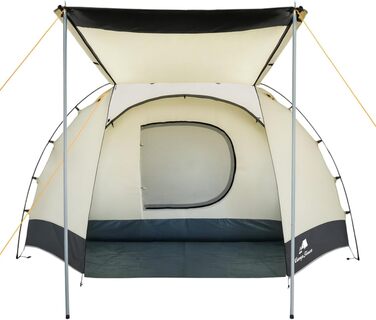 Сімейний намет CampFeuer Zelt Super+ на 4 особи: великий тунельний намет з 2 входами, тамбуром та водонепроникністю 3000 мм (Пісочний/Чорний)