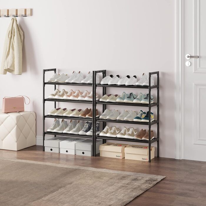 AcornFort S-508 10-ярусна металева полиця для взуття, регульована, органайзер для 30 пар, 56x30x170 см, посилена конструкція, срібляста
