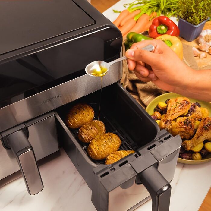 Аерофритюрниця Cecotec CecoFry Advance Double 9 л, 2850 Вт, цифрова, без олії, з двома кошиками та технологією PerfectCook