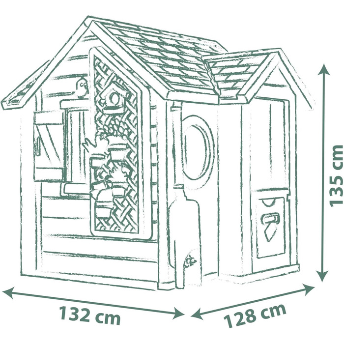 Дитячий садовий будиночок Smoby Life Garten Spielhaus 128x132x135 см з переробленого пластику - для дітей від 2 років