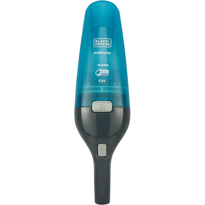 BLACK+DECKER 2-в-1 ручний пилосос для вологого і сухого прибирання, 7.2В, насадка-гумова ліпа для вологого прибирання, прозорий контейнер, зарядна станція з кріпленням на стіну, щітка, модель WDC215WA