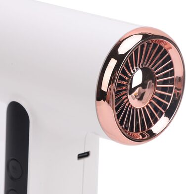 Портативний акумуляторний фен Bewinner Pro 200W, 3 швидкості та 3 температури, бездротовий фен для волосся з цифровим дисплеєм, для жінок, для подорожей та кемпінгу, білий