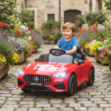 Електромобіль для дітей Kinder, дизайн Mercedes-Benz, двигун 12V, пульт дистанційного керування, світлодіодні фари, музика, для дітей віком 3-6 років, червоний