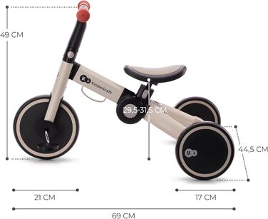 Триколісний велосипед Kinderkraft 4TRIKE 3в1: біговел, самокат, з сидінням, сірий, від 12 міс. до 5 років