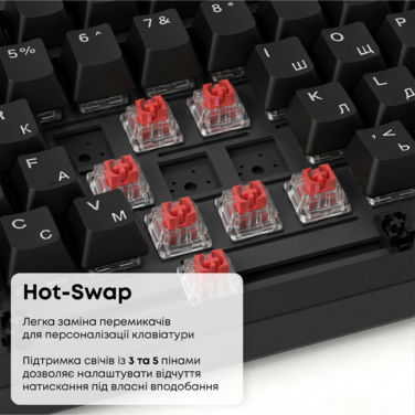 Дротова механічна клавіатура Ajazz AK820 Red Switch Black (AK820-R-B)