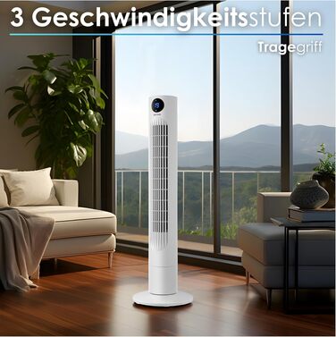Вентилятор Tower Echo - тихий, з пультом, LED-дисплеєм та таймером 12 год