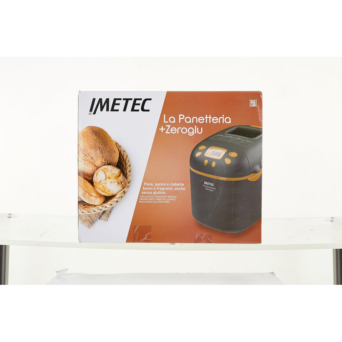 Хлібопічка Imetec La Panetteria +Zeroglu для хліба, чіабати, булочок і кексів з натурального та безглютенового борошна, 20 програм, 2 лопатки, контроль температури, з рецептурником