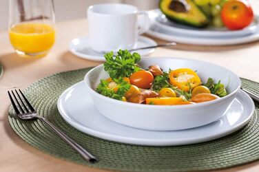 CreaTable Серія Chef Collection: 18-частинний набір посуду для 6 осіб, кавовий сервіз з порцеляни, придатний для миття в посудомийній машині та використання в мікрохвильовій печі, Made in Europe (12-частинний сервіз, білий)