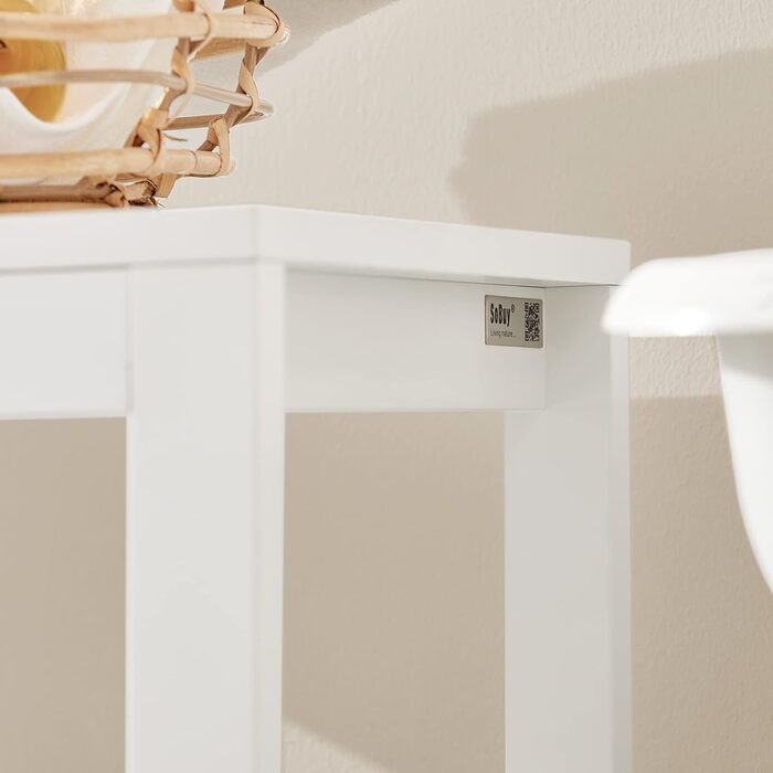 Шафа для білизни SoBuy BZR67-W з висувним мішком, білий, 42x90x30 см – кошик для прання, органайзер для ванної