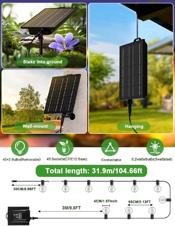 Сонячна гірлянда LED для вулиці 17.1м, 8 режимів, 24+1 лампи, акумулятор 3600mAh, IP44, для саду, балкону, вечірок