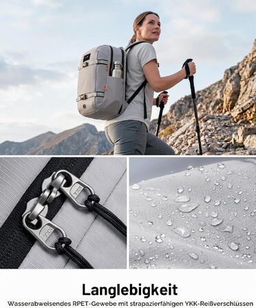 Рюкзак для ноутбука Tolaccea 30L, 15.6 дюймів, діловий дорожній рюкзак для ручної поклажі, світло-сірий