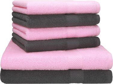 Набір рушників Betz Palermo 6 шт: 2 банних 70x140 см, 4 для рук 50x100 см, сауна, антрацит-рожевий