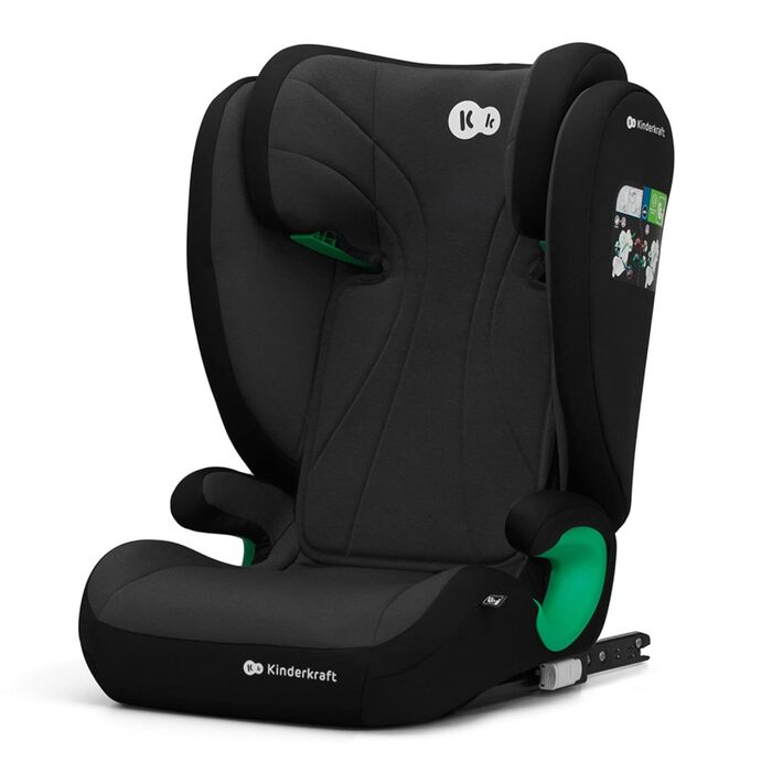 Дитяче автокрісло Kinderkraft JUNIOR FIX2 I-SIZE 15-36 кг, Isofix, регульована спинка і підголівник, група 2/3, 100-150 см, чорне