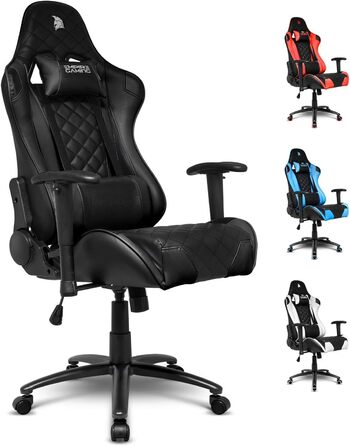 Ігрове крісло EMPIRE GAMING Racing 700, чорне/біле, ультракомфортне, ергономічна форма, регульовані 2D підлокітники, з подушками для попереку та шиї