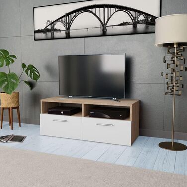 Тумба для телевізора vidaXL з 2 полицями та 2 шафками, дуб, 95x35x36 см, меблі для вітальні з ДСП