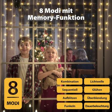 Світлодіодна гірлянда-завіса SALCAR Eisregen 3м x 1м, 150 LED, теплий білий колір, для вікон та балкона