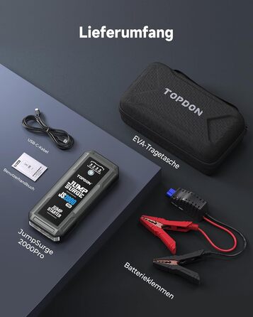Powerbank TOPDON JS3000 для авто: пускова станція, 24000mAh, 12V, для бензинових та дизельних двигунів (до 9.0L/7.0L)