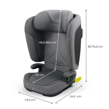 Автокрісло Kinderkraft UNITY 2 i-Size, 100-150 см, 3,5-12 років, сірий (Gray), регульована підголовник, AIR FLOW