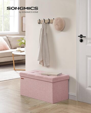 Складаний пуф SONGMICS з місцем для зберігання, 76×38×38 см, до 300 кг, для вітальні, спальні, коридору, попелясто-сірий