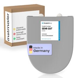 Сидіння для унітаза instmaier Alma D-подібне, сірий Manhattan, з мікроліфтом (повільним опусканням) та швидким монтажем, Made in Germany