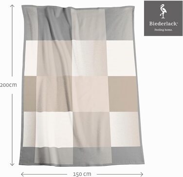 М'який плед biederlack® Across Beige XXL, велика ковдра на диван 220x240 см, бежевий