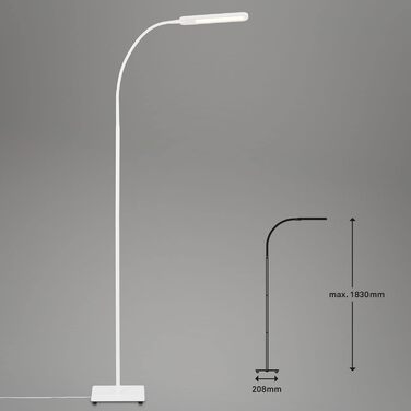 BRILONER LED торшер з димером, сенсорний, регульований теплий і холодний білий, лампа для читання, підлогова лампа для вітальні, світильник стельовий, 20,8x20,8x183 см, білий