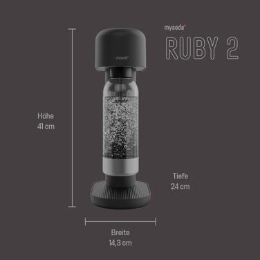 Сифон для газування води Mysoda Ruby 2, алюмінієвий корпус, пляшка 1 л, чорний (без циліндра CO2)