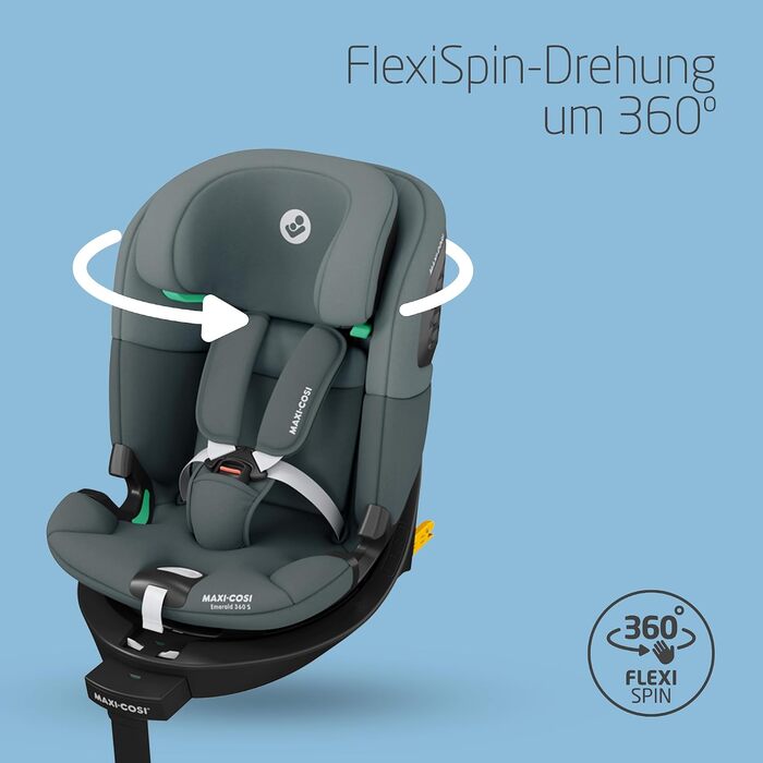 Дитяче автокрісло Maxi-Cosi Emerald 360 S i-Size з ISOFIX, для дітей від 40 до 150 см (Tonal Graphite)