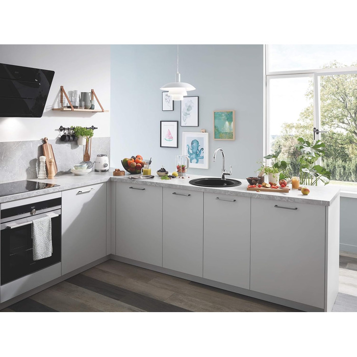 Змішувач кухонний GROHE BauEdge з високим виливом, хромований (31367000) - з керамічним картриджем та поворотним виливом 360°