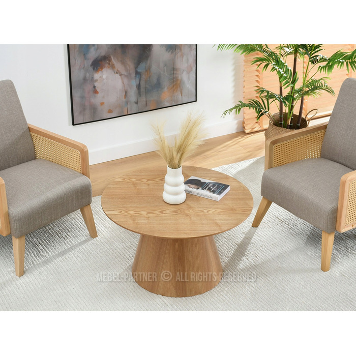 Журнальний стіл Mebel-Partner круглий, 80 x 80 x 45,5 см, колір дуб