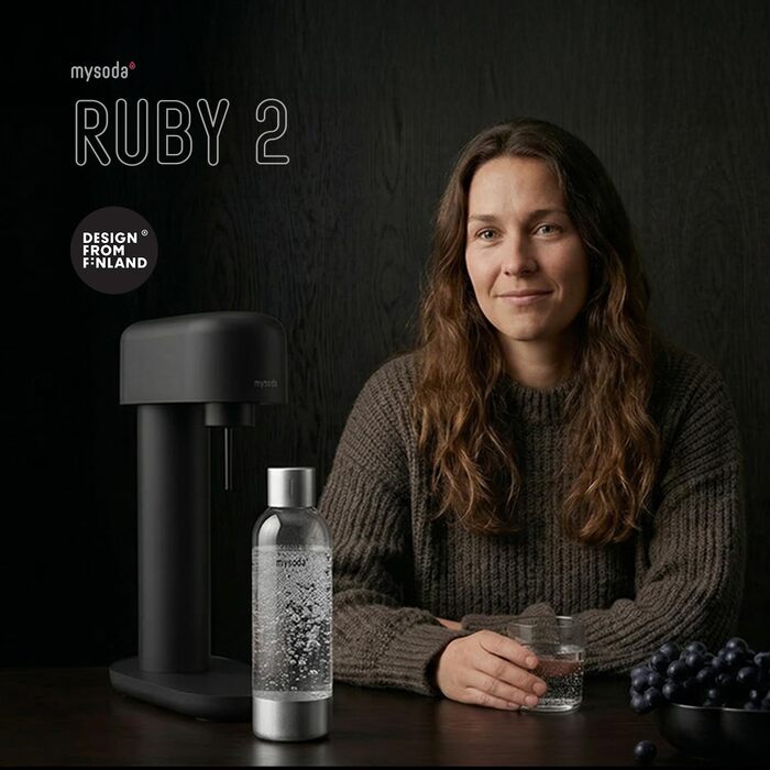 Сифон для газування води Mysoda Ruby 2, алюмінієвий корпус, пляшка 1 л, чорний (без циліндра CO2)