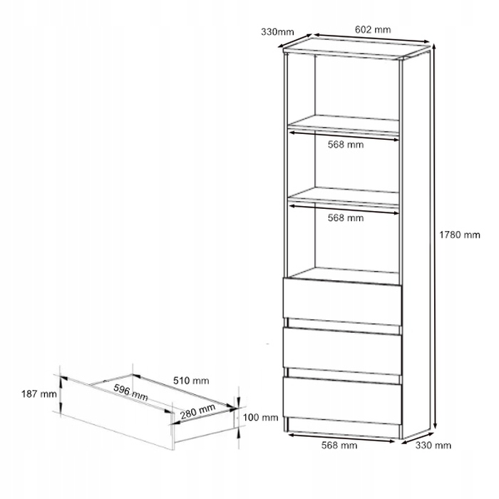 Стелаж Framire 60 x 180 x 30 см, дуб артизан