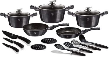 Набір кухонного посуду Berlinger Haus 17 предметів, серія Metallic Line Carbon Pro Edition, металевий