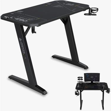 Ігровий стіл SENSE7 Nomad Cybernetic 120x60 см, комп'ютерний стіл з вуглецевим покриттям, ергономічний, з гачком для навушників, підсклянником та тримачем для контролера