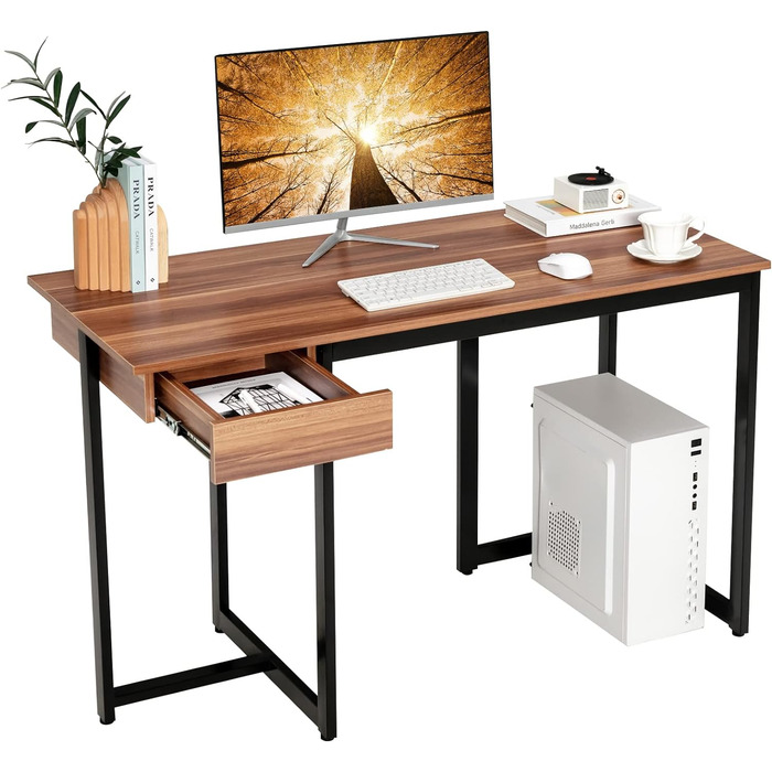 Комп'ютерний стіл COSTWAY, дерево, горіх, 120x55x75 см