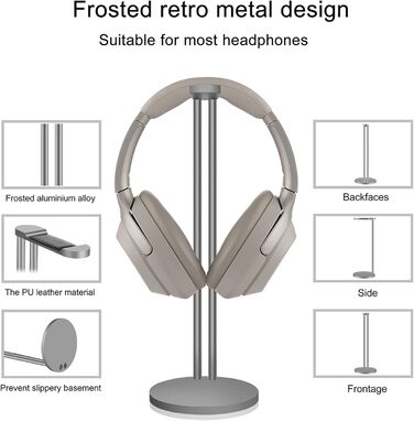 Підставка для навушників Geekria, сумісна з Bose QC25/QC35, Sony WH-1000XM4/WH-1000XM3, ATH, AKG, JBL, тримач для гарнітури, сірий