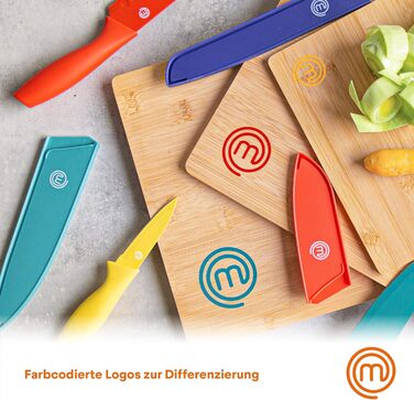 Набір обробних дощок MasterChef з бамбука, 3 штуки, кольорове маркування, 38×27,5 см, 34×23,5 см, 23×15 см, для кухні, підходять для миття в посудомийній машині