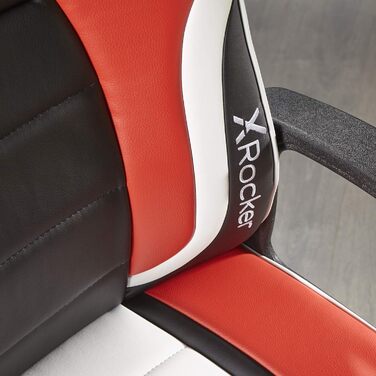 Ігрове крісло X-Rocker Saturn для підлітків, комп'ютерне крісло з середньою спинкою, ергономічне, обертове, універсальне, чорний/червоний/білий