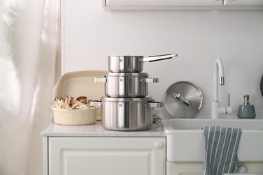 Набір посуду ZWILLING PURE, 5 предметів, з нержавіючої сталі 18/10, керамічне покриття, Stay-Cool ручки, придатний для миття в посудомийній машині (срібний)