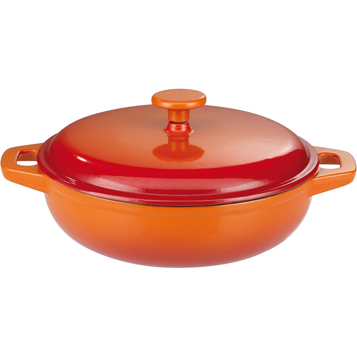 Жаровня з кришкою GSW Orange Shadow, чавунна, 30 см, помаранчева/кремова