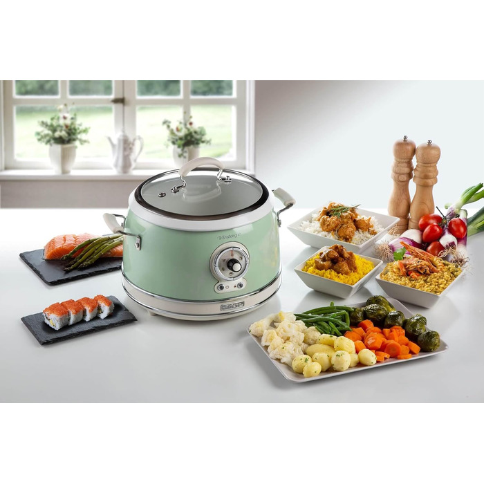 Мультиварка Ariete Vintage 2904 блакитна 3.5л для рису, приготування на пару, повільного приготування з керамічним антипригарним покриттям 650W