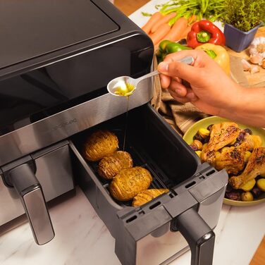 Аерофритюрниця Cecotec CecoFry Advance Double 9 л, 2850 Вт, цифрова, без олії, з двома кошиками та технологією PerfectCook