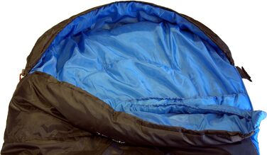 Спальний мішок High Peak TR 300, екстра широкий, 3-4 сезони, температура до 0°C, теплий, дихаючий, водостійкий, для кемпінгу, фестивалів, трекінгу, антрацит/синій, з мішком для пакування, з'єднуваний, RV L