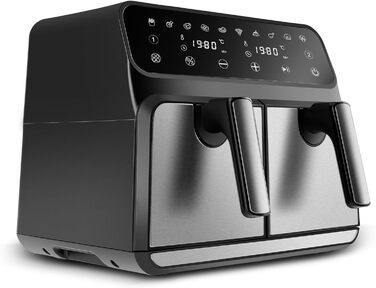 Karaca Multifry XXXL 4+4 л цифрова подвійна аерофритюрниця для здорового та смачного приготування страв для всієї родини, 1700 Вт, технологія 360° циркуляції повітря