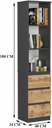 Стелаж BM-Meble, антрацит, 40 x 180 x 34 см