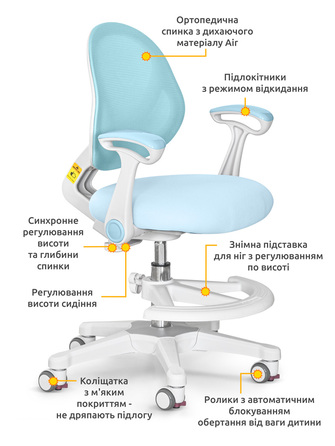 Дитяче крісло Evo-kids Mio Air Blue (арт.Y-307 KBL)