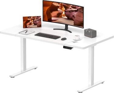 Регульований стіл Sanodesk – електричний підйомний стіл для роботи та геймінгу, 140x70 см, білий, з пам'яттю