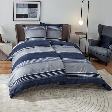 Комплект постільної білизни BEDSURE з мікрофібри, 4 предмети (135x200 см), колір синій з гілками, включає 2 наволочки 80x80 см